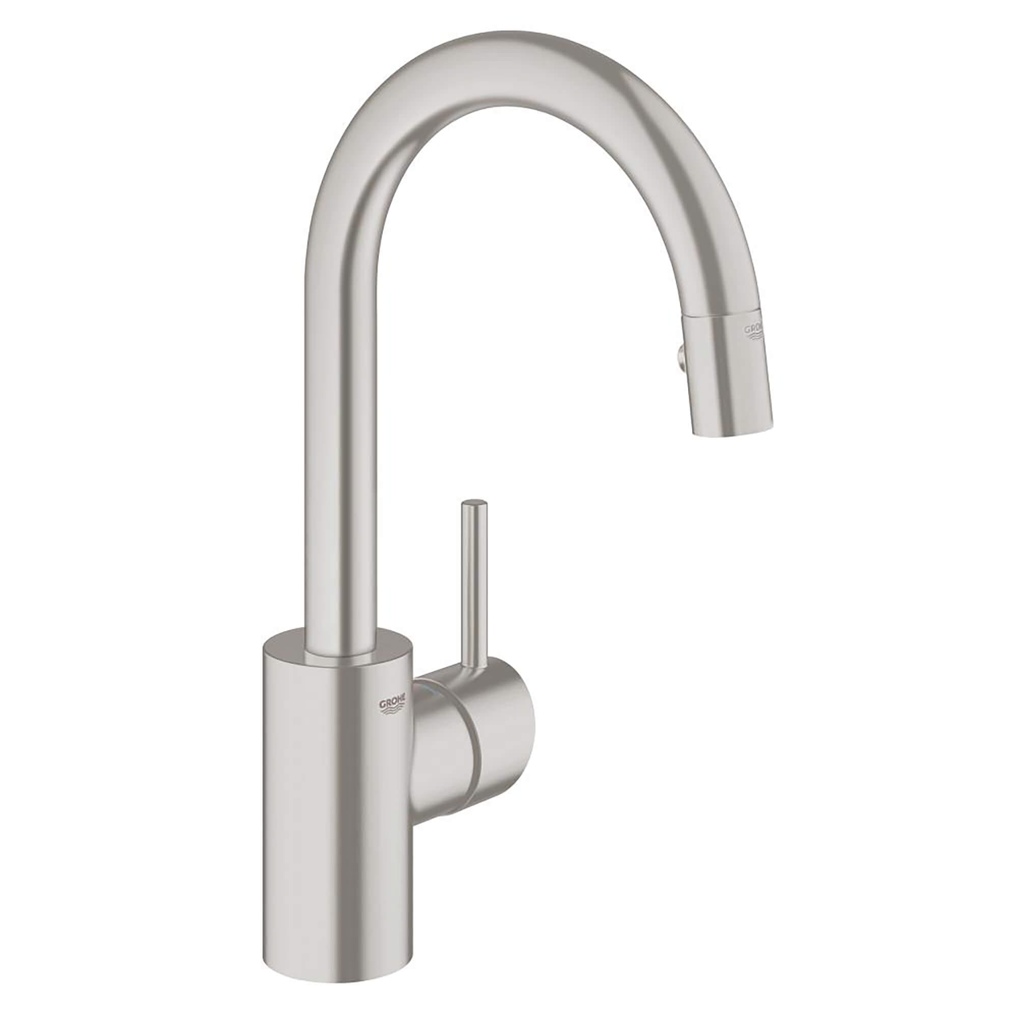 Single Handle Pull Down Dual Spray Kitchen Faucet 175 GPM GROHE SUPERSTEEL
